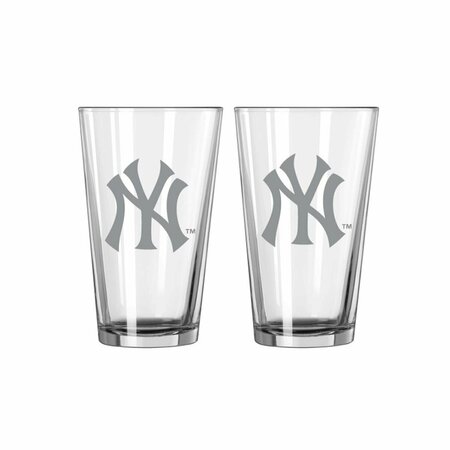 SIGNED AND SEALED New York Yankees Pint Frost Design Glass Set - 2 Piece SI3348466